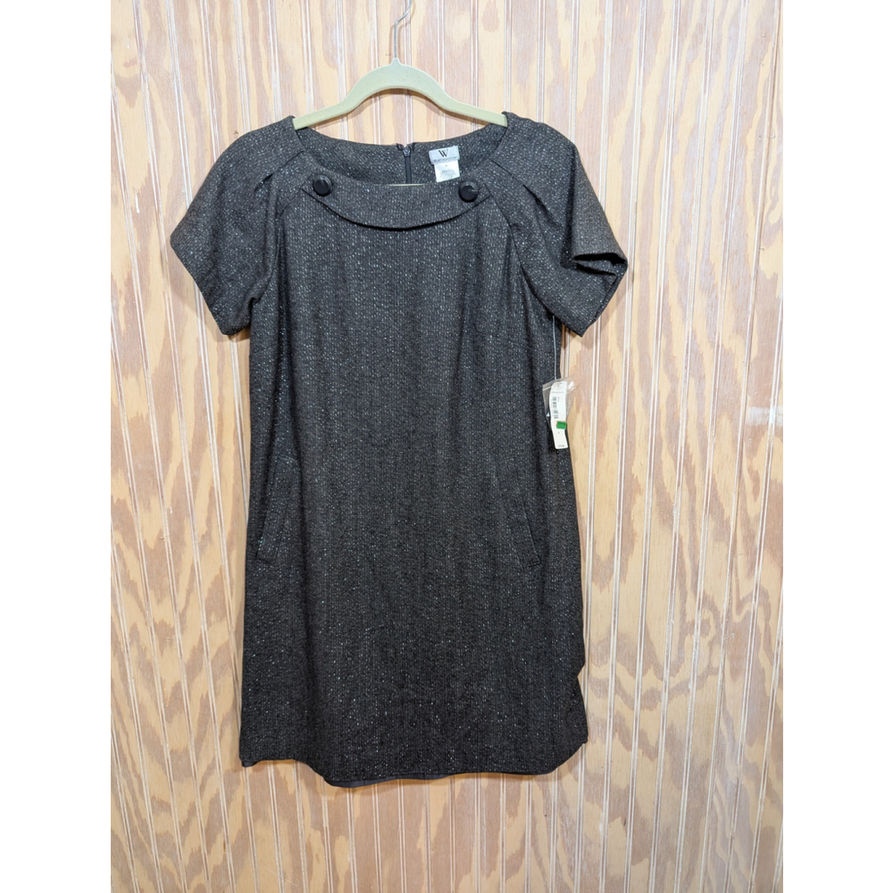 NWT Women's Black Sparkly Short Sleeved Lined Dress by Worthington Size 6